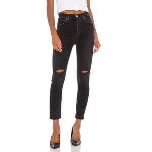 Agolde Nico High Rise Slim Distressed Jeans in Black Women’s Size 26​